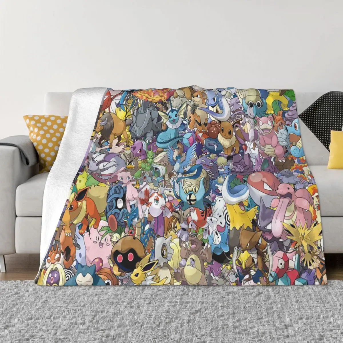 

Bokemon Blankets Flannel Winter Anime Plaid Multi-function Ultra-Soft Throw Blanket for Home Office Bedspread