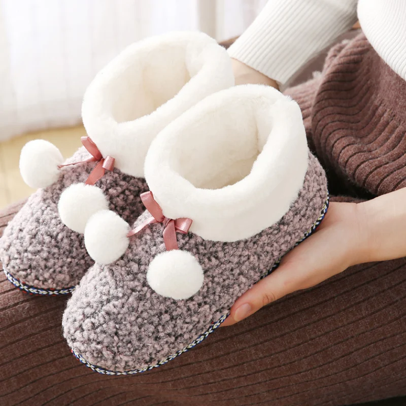 Women's Boots Slippers Home Plush Slipper Female Winter Warm Slippers Women Furry Shoes Chindren Boots Indoor Non-slip Footwear