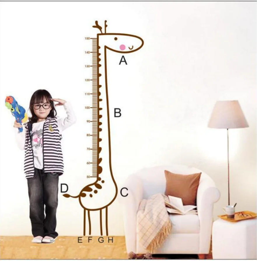 

Cartoon Giraffe Height Measure Wall Sticker Backdrop for Kids Rooms Height Chart Ruler Home Decoration Decals Wall Art Stickers