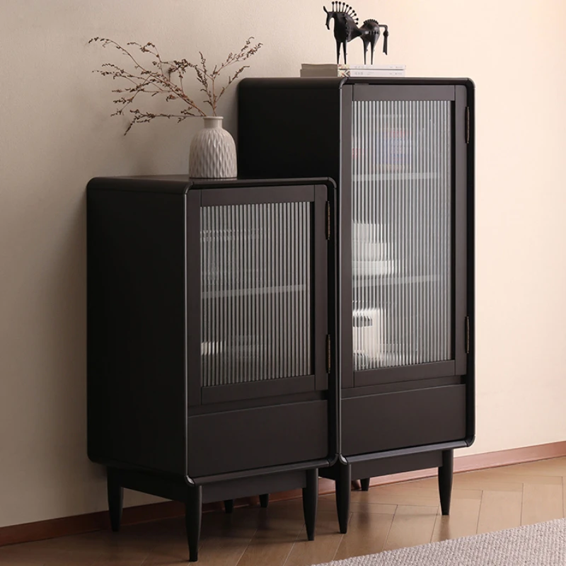 Роскошные черные Угловые стеклянные двери для гостиной шкафа духов под кровать