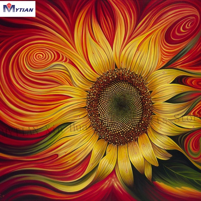 

MYTIAN Rhinestone Painting Crystal Home Decor Flowers DIY Diamond Painting Sunflower Cross Stitch Kit Pattern Diamond Embroidery