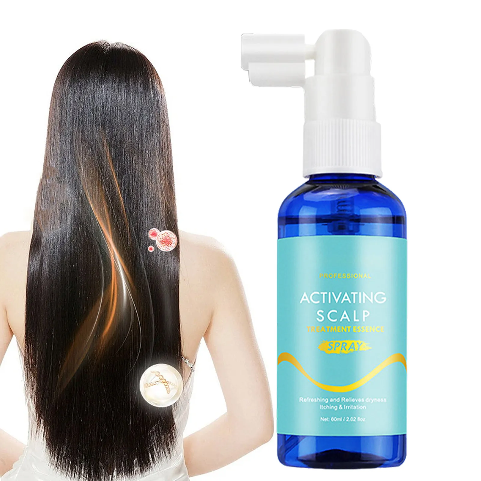 

Hair Scalp Spray Anti-Dandruffs Anti Itch Essence Spray Prevent Hair Loss Oil Control Hair Care Products For Women 60ml