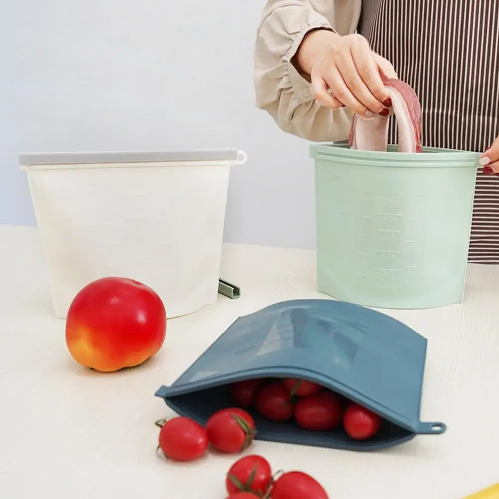 

Silicone Practical Meat Vegetable Organizer Storage Bag Reusable Vegetable Storage Pouch Large Capacity Home Supplies