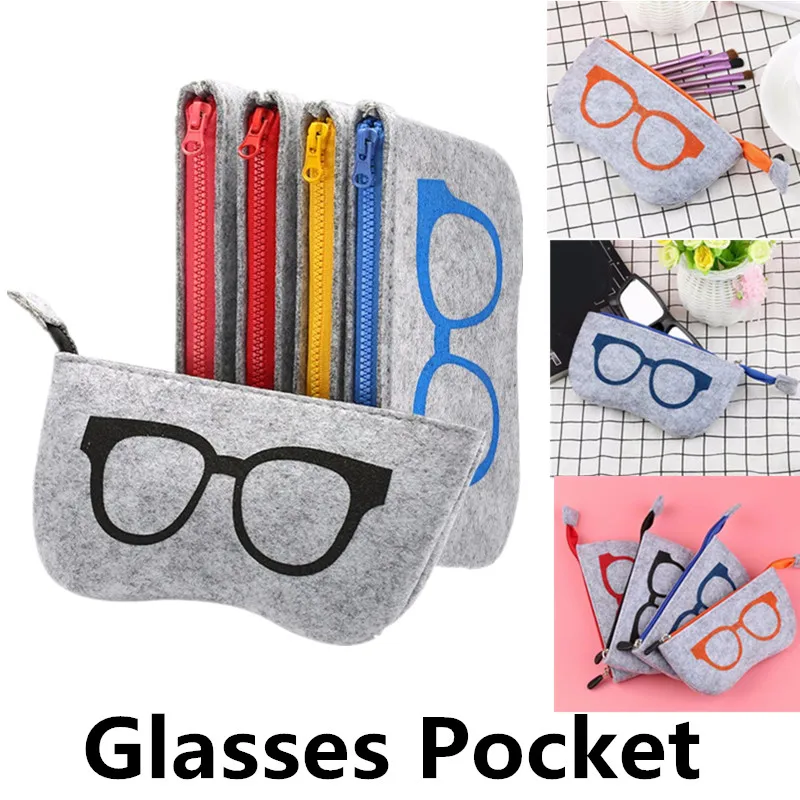 

Portable Wool Felt Cloth Glasses Bag Eyeglasses Cases Sunglass Pen Students Unisex Storage Bags Makeup Cosmetic Bag