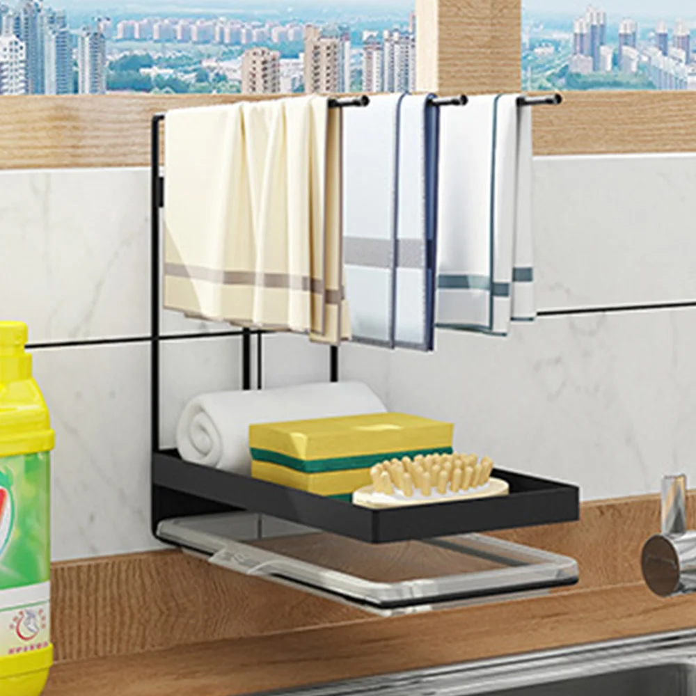 

Sponge Holder for Kitchen Sink,Sink Caddy Kitchen Sponge Holder for Dish Rags Brush Soap Scrubber Counter Organizer with Tray