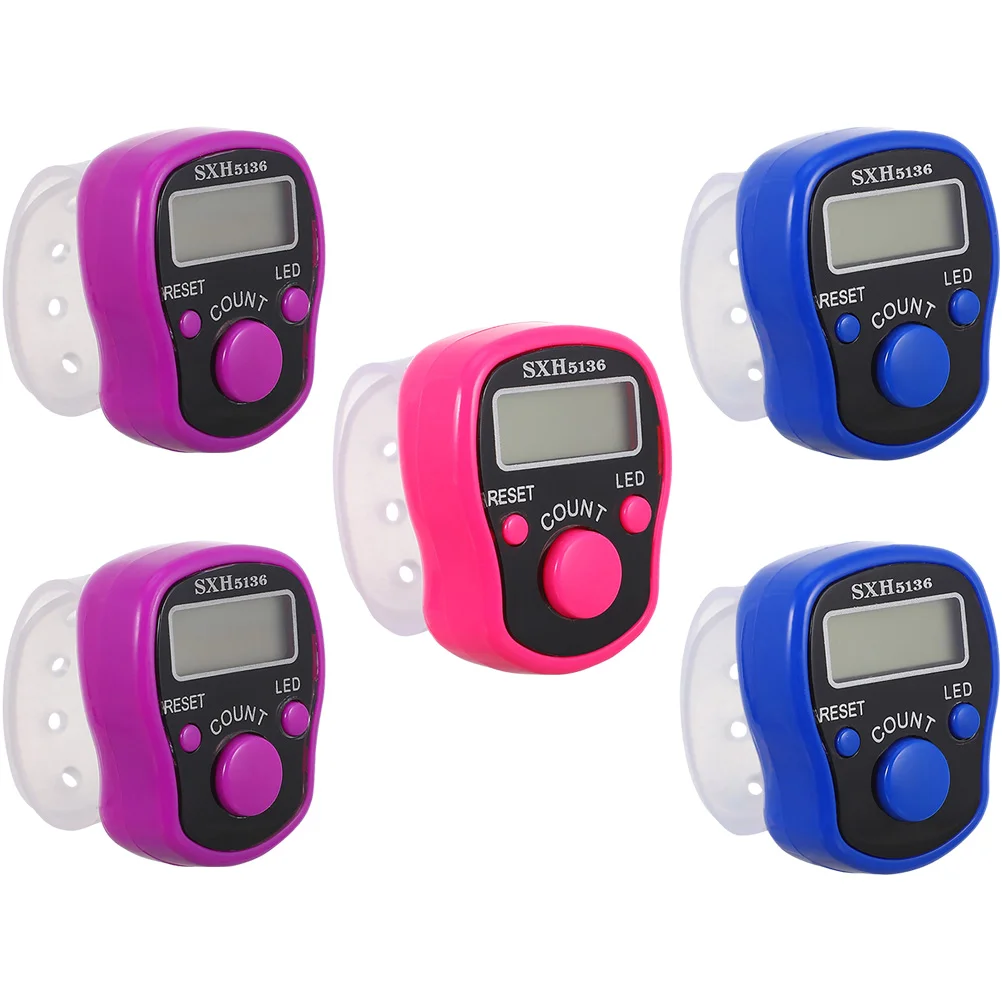 

5Pcs Finger Counter Tally Counter Hand Counter Handheld Counter LED Digital Counter (Mixed Color)