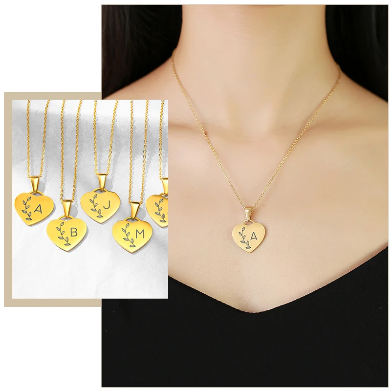 

Chic Heart Letter Necklaces for Women,Custom Initial 26 A to Z Alphabet Pendant Charm Name Jewelry,BFF Birthday Gift