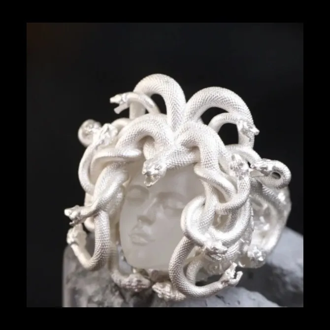 Древнегреческая королева Медузы древняя монета кольцо искусство ручная работа