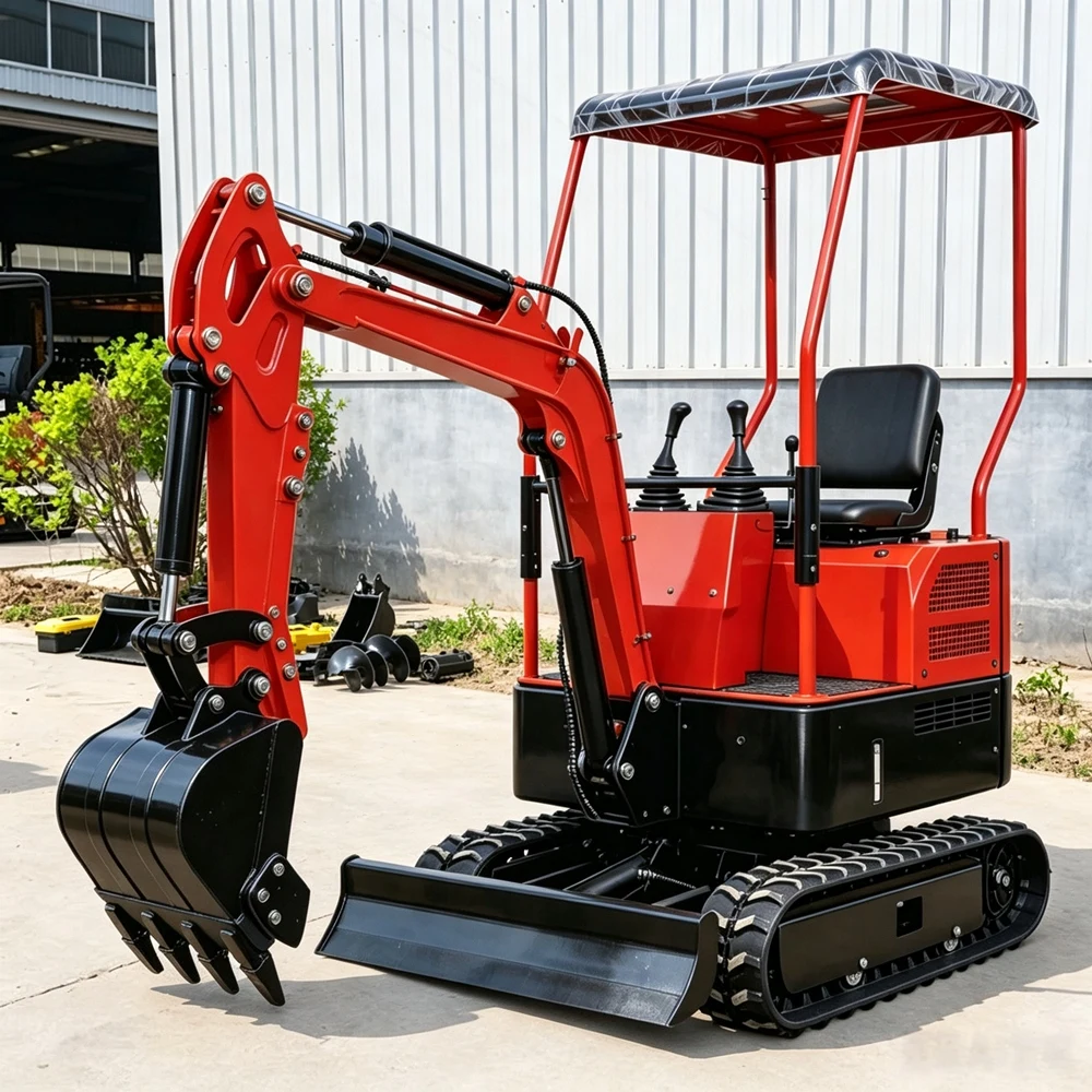 Фото Дизельный мини-экскаватор 1,7 тонны с двигателем Kubota/Yanmar и траншеекопателем для строительства, дома, сада. Быстрая доставка. №3