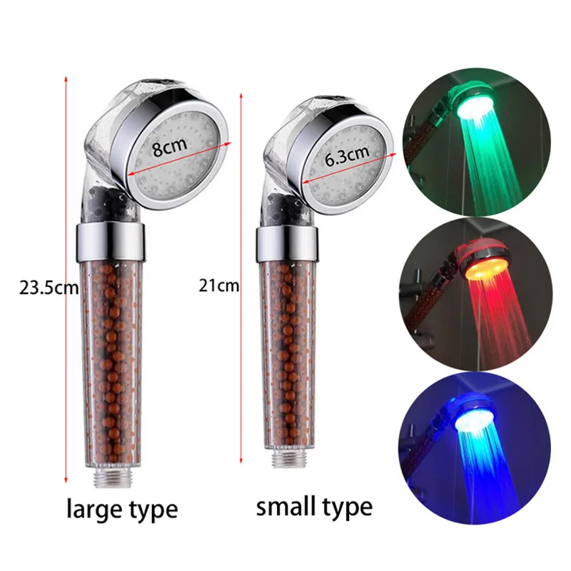

3 Colors LED light Shower Head Temperature Control High Pressure Rainfall Water Saving Hand Spa Showerhead Bathroom Accessories