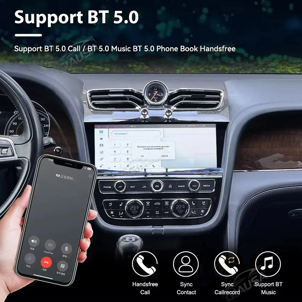 Фото Автомагнитола с Android 14 для Bentley Flying Spur Continental GT 2005-2019, Qualcomm, Android Auto, мультимедийный дисплей №3
