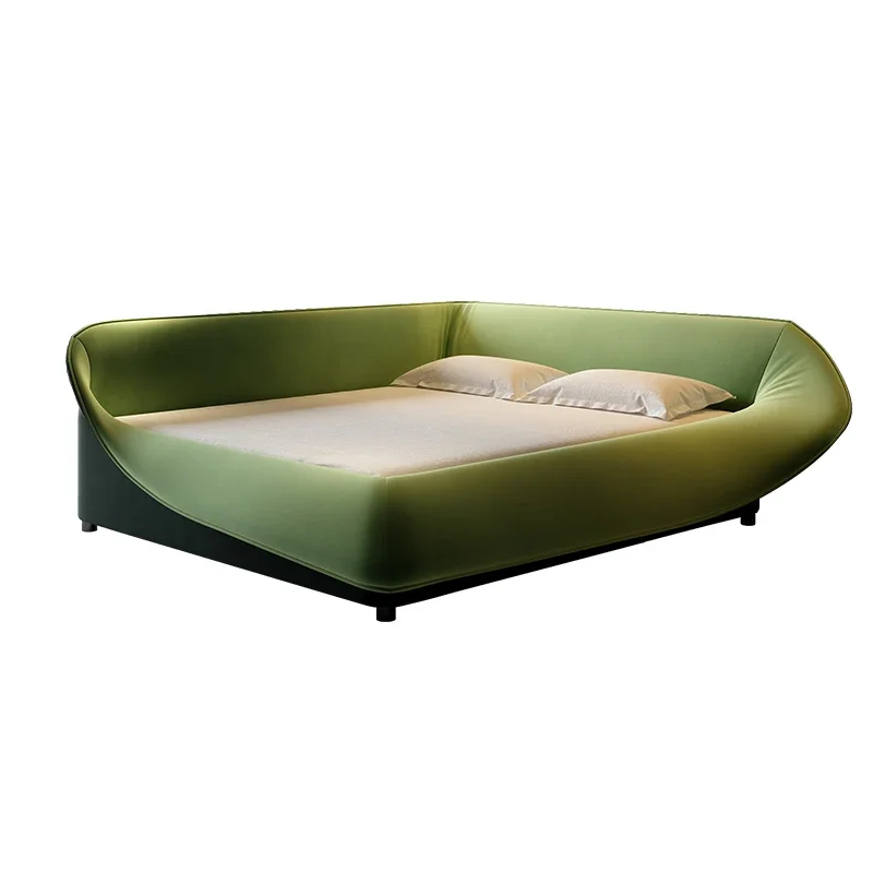 Зеленая двуспальная кровать эстетическая Современная многофункциональная