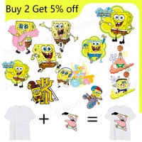 anime sponge bob patches for kids clothing diy t shirt accessory applique heat transfer vinyl cute patch thermal sticker gift