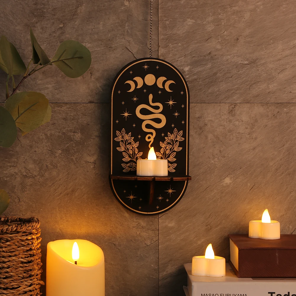 Wooden Astrological Candlestick Reusable Wall-mounted Succulent Plants Hanging Shelf Exquisite Art Crafts Holiday Party Supplies