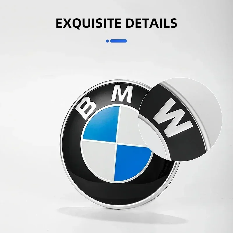 1pcs 78mm Rear Boot Trunk Emblem Badge For BMW 51141970248 E53 E66 2 Pins Silver Base Aluminum Sticker Blue White Accessories