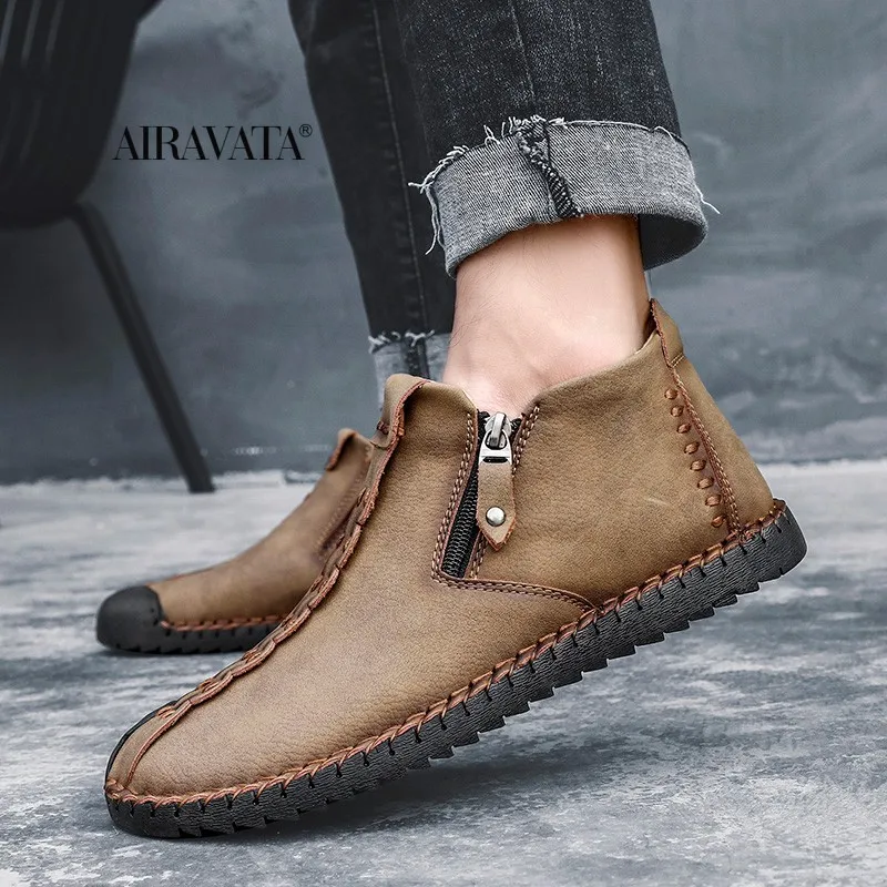 2022 Retro Classic British Style Men's Leather Shoes Handmade Shoes Breathable Driving Shoes Casual Leather Shoes Ankle Boots