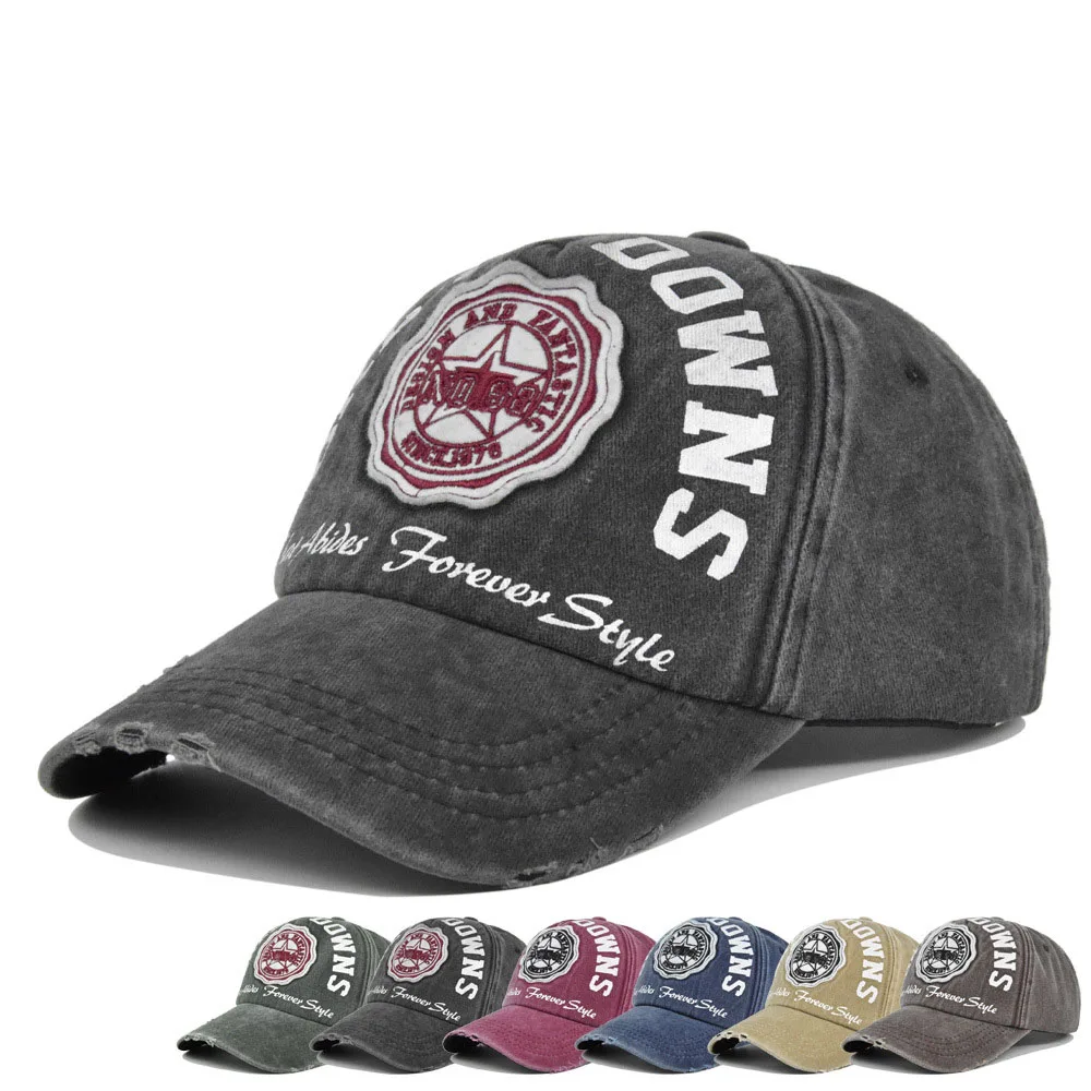 Men's Baseball Cap Embroidery Snapback Women's Hat Washed Distressed Cap For Male Cowboy Dad Hat Sport