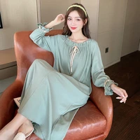 nightdress womens spring long sleeve 2022 new palace princess style simple fashion sweet long skirt home clothes lady nightgown