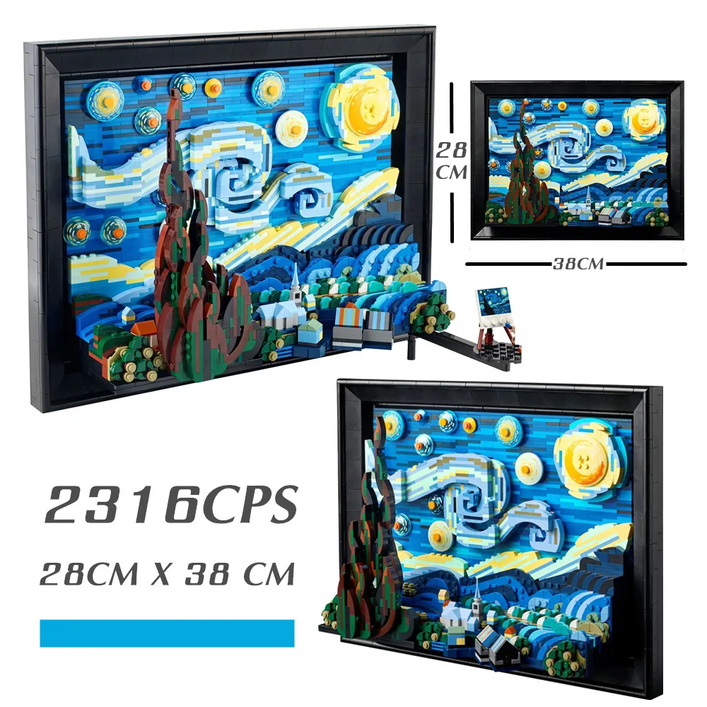 

IN STOCK 21333 Decorative Creative Vincent Van Gogh Pixel Painting World Masterpiece Starry Night Building Block Brick Toy Gift