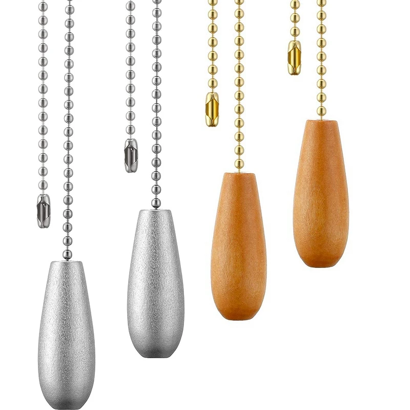 

HOT SALE 4 Pieces Ceiling Fan Chain Pulls Wooden Pull Chain Extension Pull Chain For Ceiling Light Lamp Fan Chain (Silver And Wo