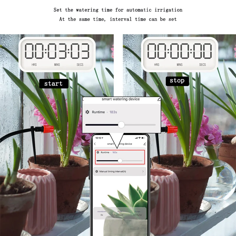 Tuya Smart Home Watering Timer Charging App Automatic Micro Drip Irrigation System Weather Station with Outdoor Humidity Display enlarge