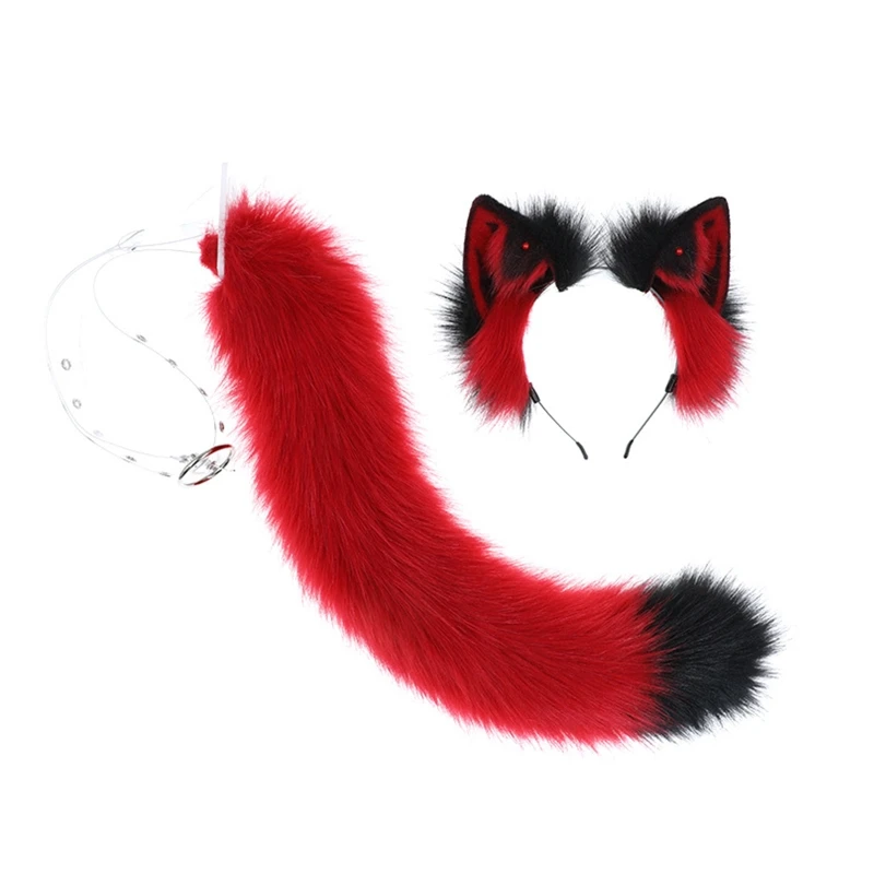 

Fox Ears and Tail Set,Cat Ears Headband w/ Tail Furry Tail,Masquerade Halloween Cosplay Party Costume Anime Cosplay Prop