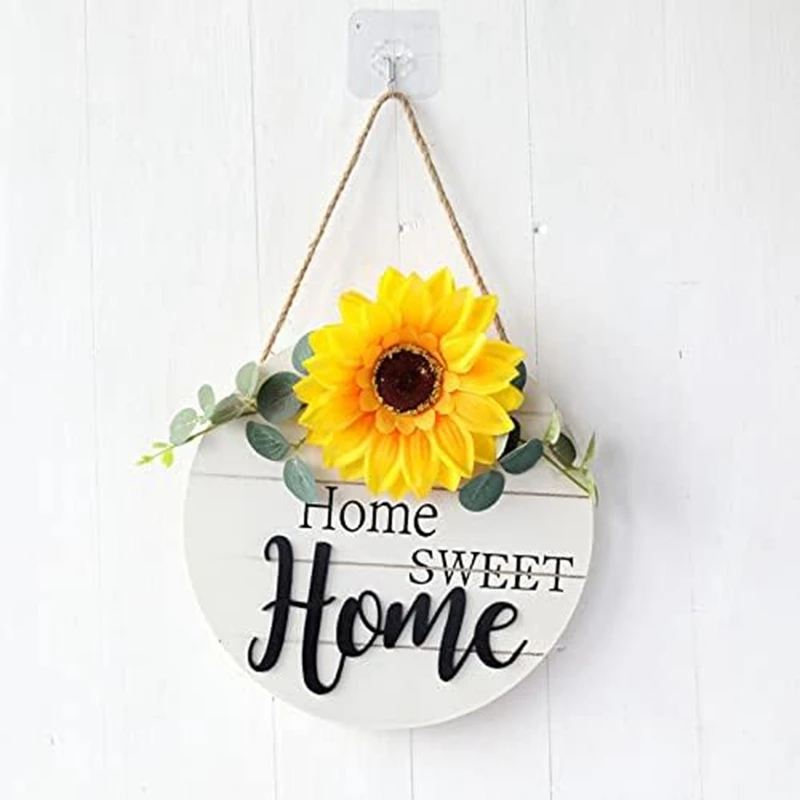 

Sunflower Home Wooden Pendant Sunflower Wooden Decor Wreath Wooden Welcome Sign For Wreath