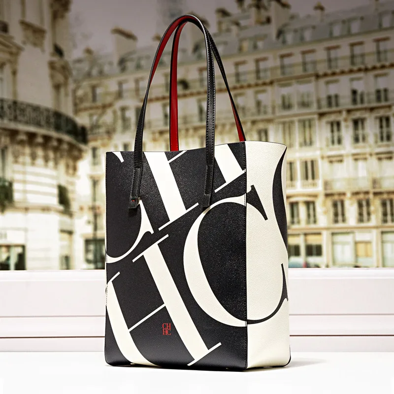 

100% Real Cowhide Handbags Luxury Brand 2022 New Fashion High Quality Letter CHCH HCHC Bag Large Capacity Designer Bags Purses