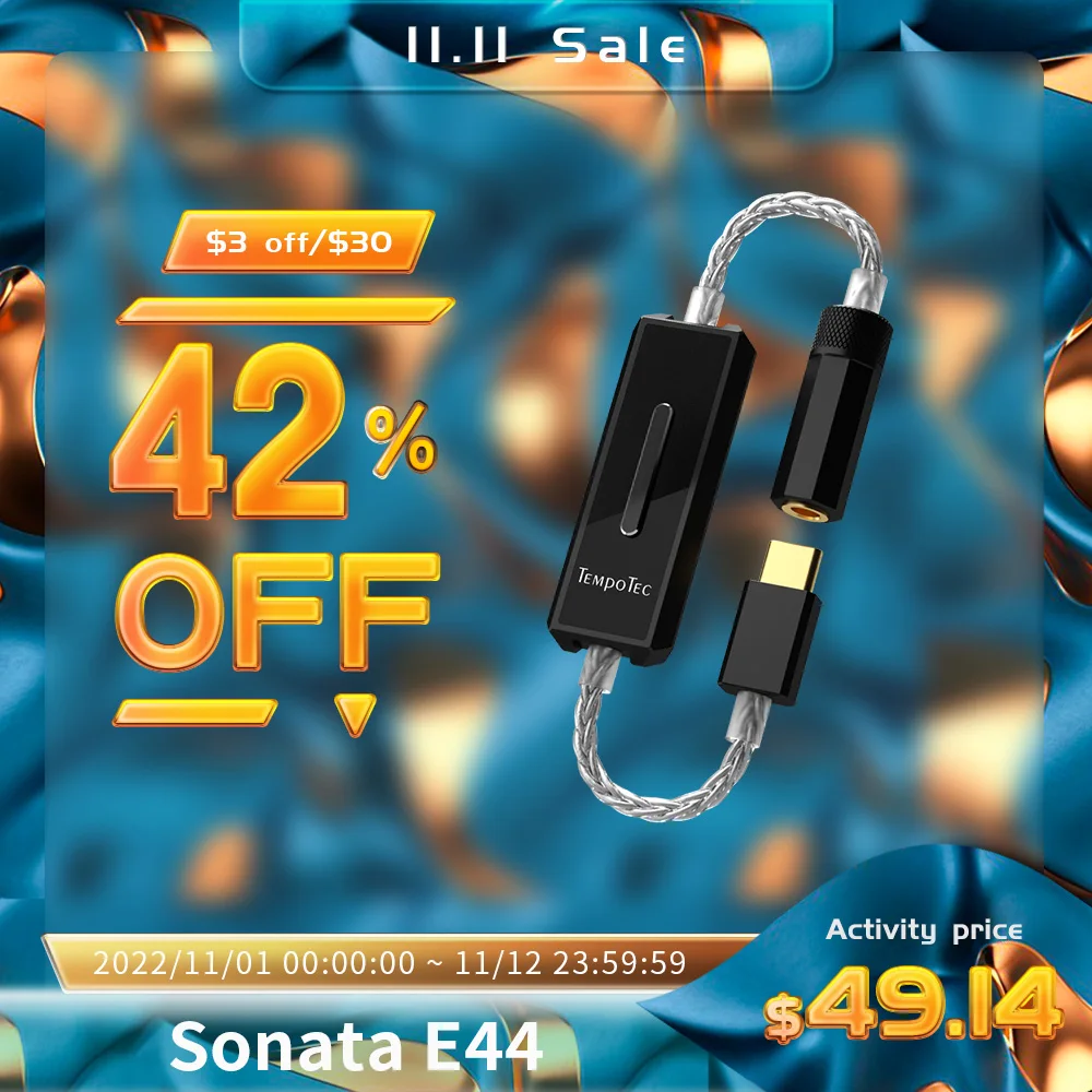 TempoTec Sonata E44 USB DAC Headphone Amplifier Type C To 4.4MM Balance 2*CS43131 AMP DSD256(Native) For Android Phone & PC MAC