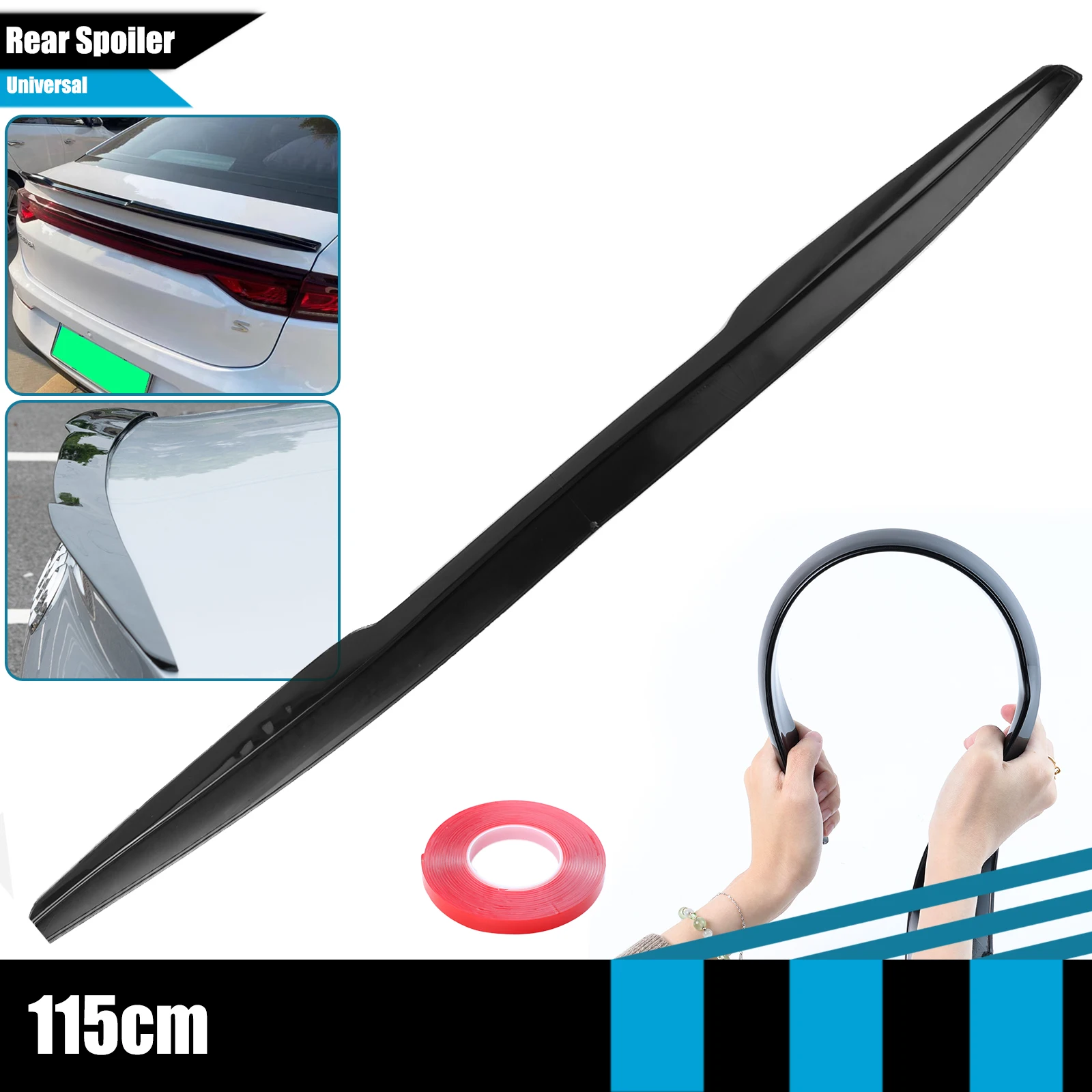 

115 см/45 дюймов, универсальный автомобильный задний багажник, спойлер, удлинитель крыла, ABS для моделей автомобилей, седан, глянцевый черный защитный стиль