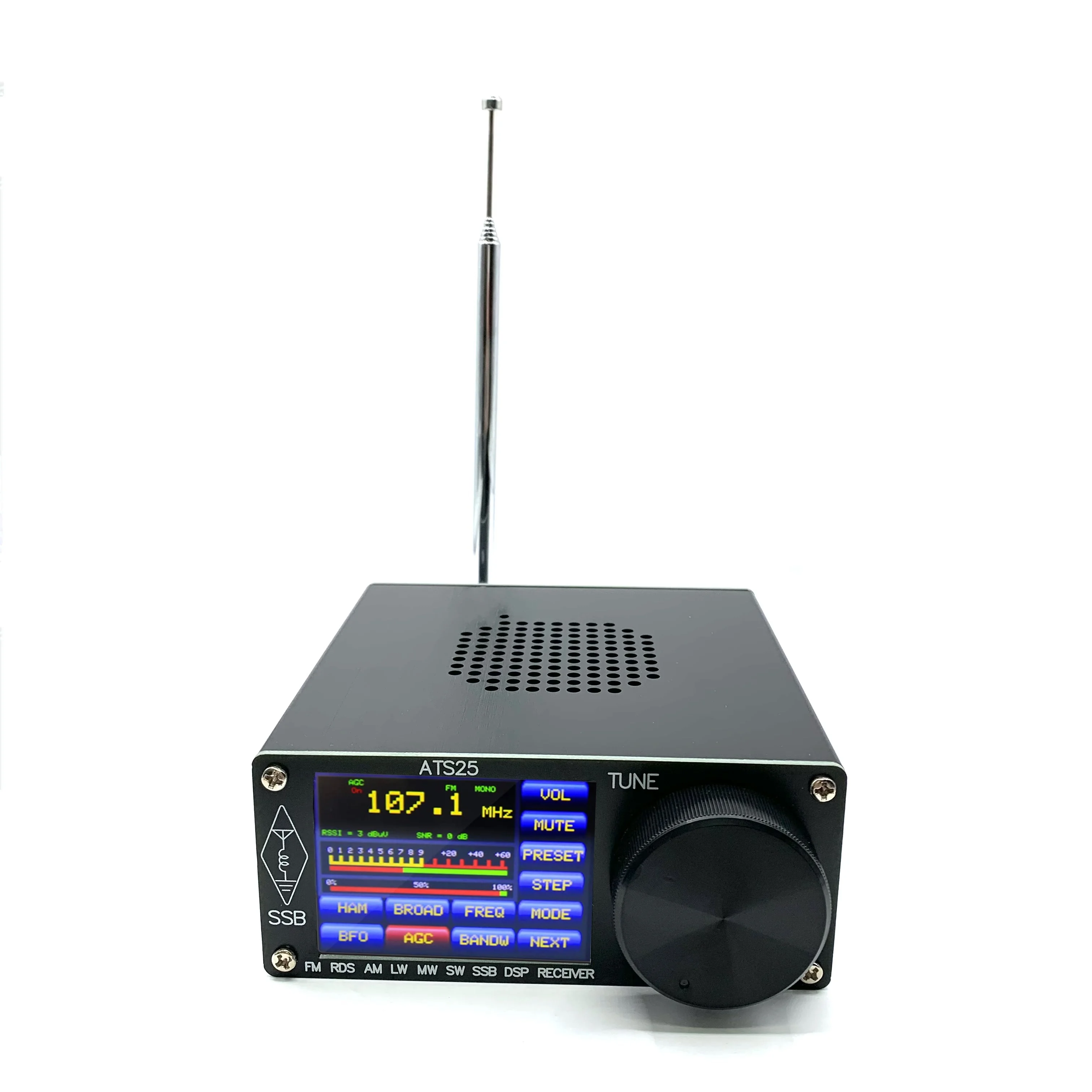 

ATS-25 Si4732 All-Band Radio Receiver Touch Screen Aluminium Alloy DSP Receiver FM LW (MW and SW) SSB HAM Band Quick Channel