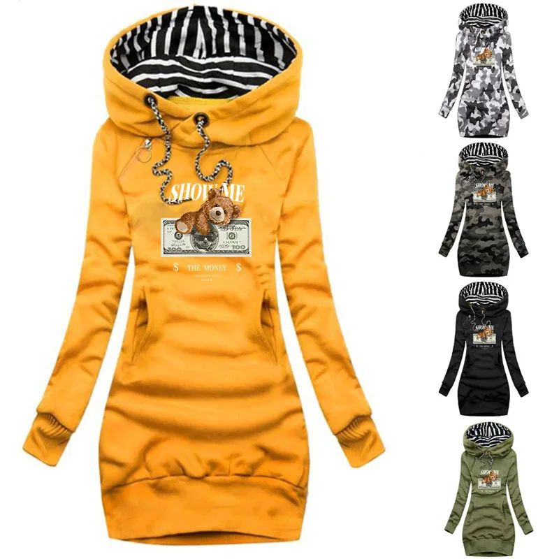 

Женское платье-свитер с длинным рукавом, повседневное приталенное платье-свитер с капюшоном, весна 2022