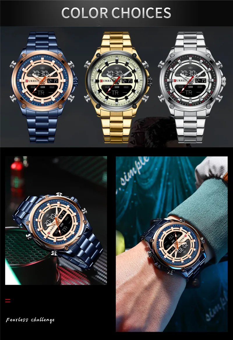 Спортивные мужские часы CURREN Роскошные военные деловые кварцевые цифровые