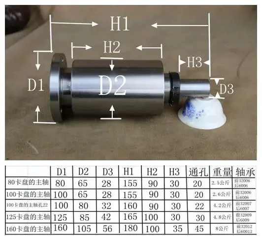 Small lathe spindle high-strength head assembly with flange without chuck tapered bearing