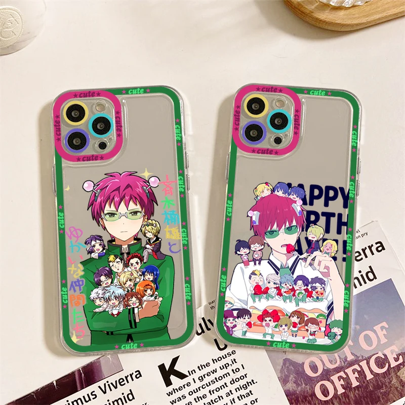 

Japanese anime the disastrous life of saiki k Phone Case for iPhone 11 12 13 Mini Pro Max 14 Pro Max Case shell