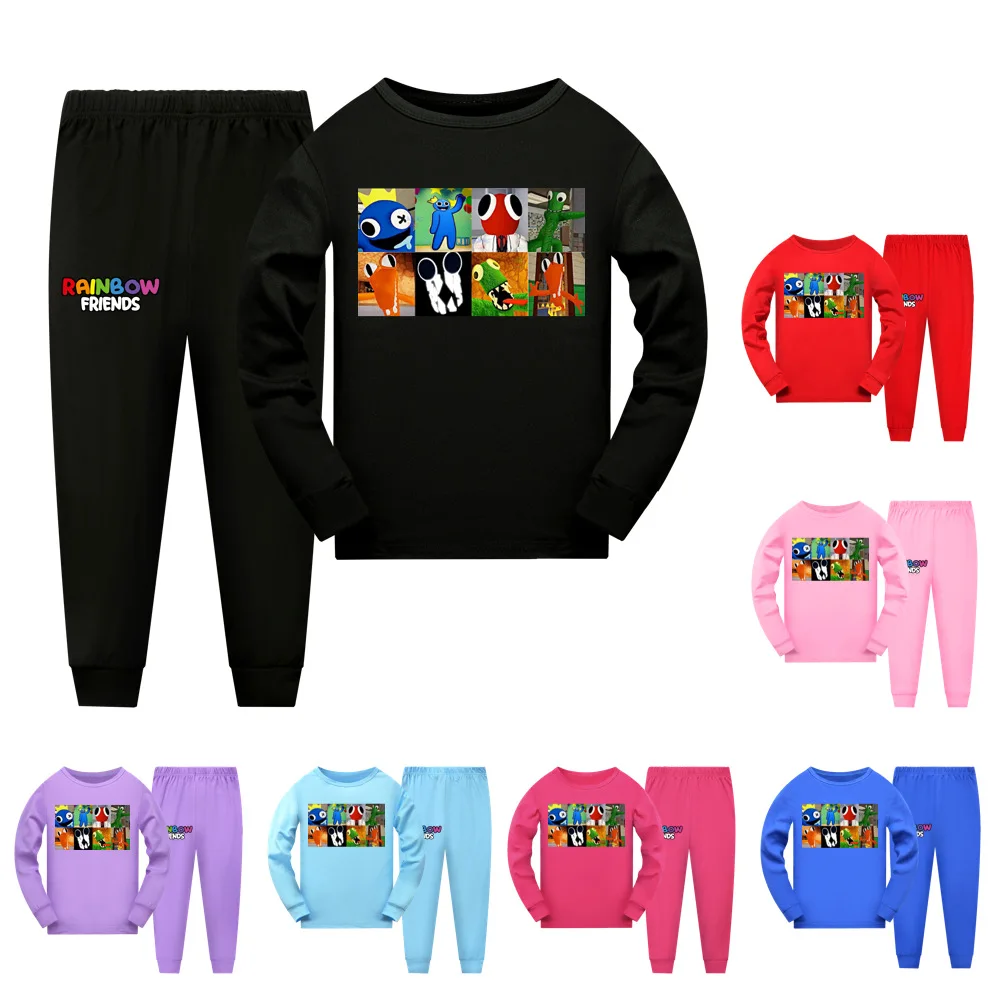 

Rainbow Friends Girls Long Sleeve Tshirt Pants Pajama Set Teenage Kids Homewear Girls Pyjamas Baby Pyjamas Boys Clothes Suit 10T