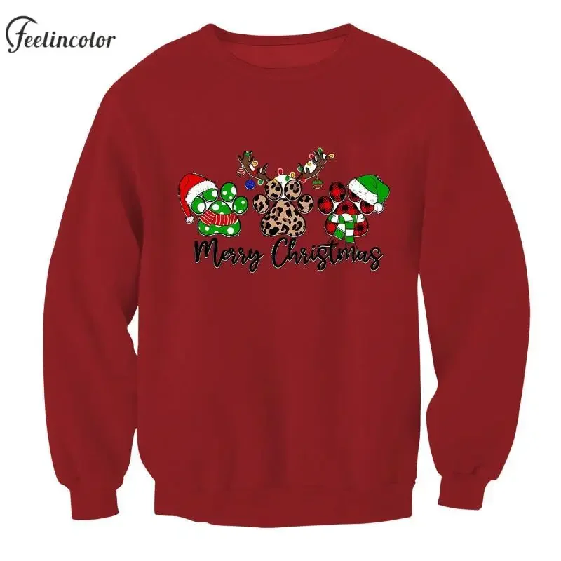 Толстовки с рисунком Санта-Клауса для пары рождественский пуловер 3D принтом лося