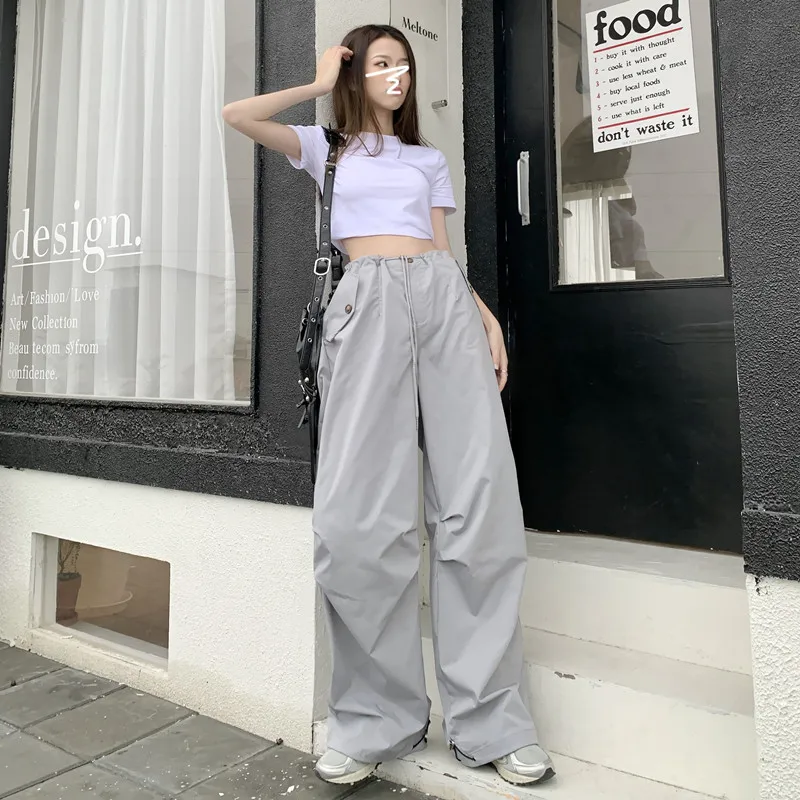 

Gray Black Camo Green Loose Jogger Long Pant Pocket low waist y2k pants women clothing summer drawstring sweatpant cargo trouser