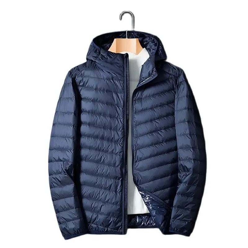 Lightweight White Duck Down Jackets Men Winter New Thermal Stand Collar Zipper Coat Fashion Casual Slim Fit Light Warm Overcoat