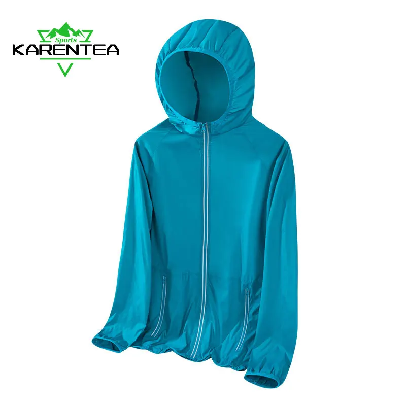 

Men Running Jacket Hooded Reflective Sun Protection Unisex Breathable Waterproof Jogging Gym Sports Quick Dry Women Rain Coat