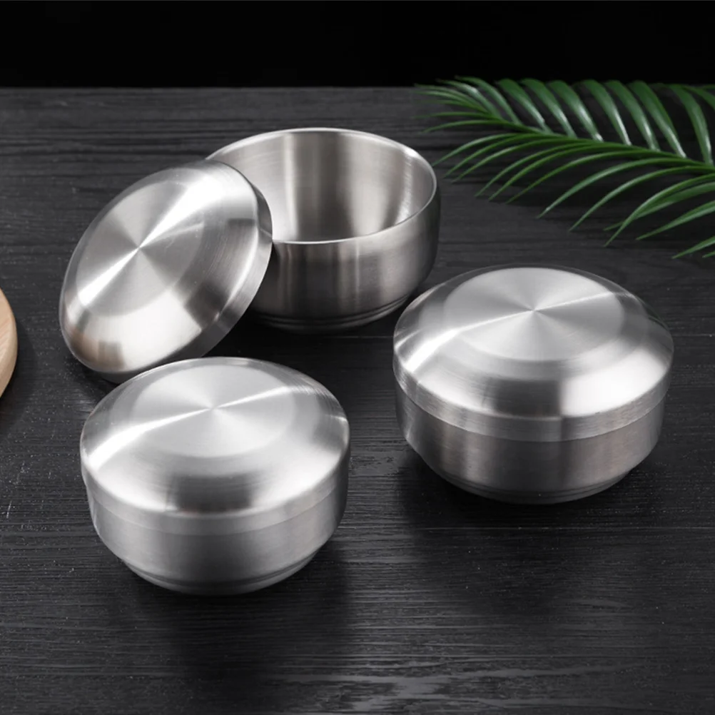 

Traditional Rice Bowls Thickened Soup Lid Stainless Steel Mixing Lids Kitchen Sealing