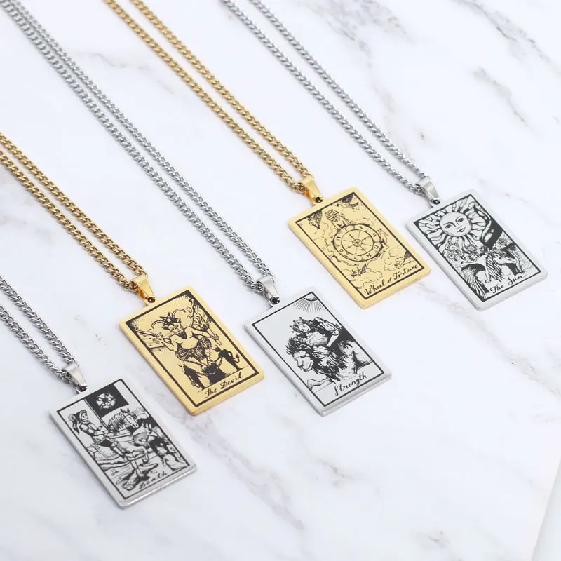 

Men's Necklaces Tarot Pendant Divination Occult Witchy Aesthetic Accessories Stainless Steel Jewelry Women 2022 Envío Gratis