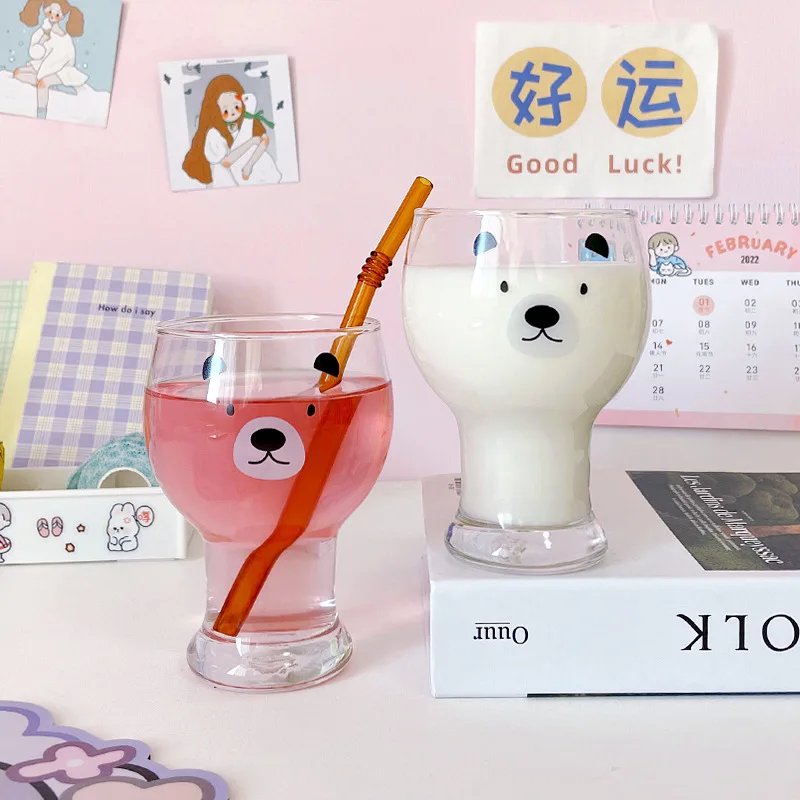 

Lovely Clear Glass кружки vasos Mug Creative Tall Bear стакан Tea Mug Coffee Cup Cute Tea Milk Cup