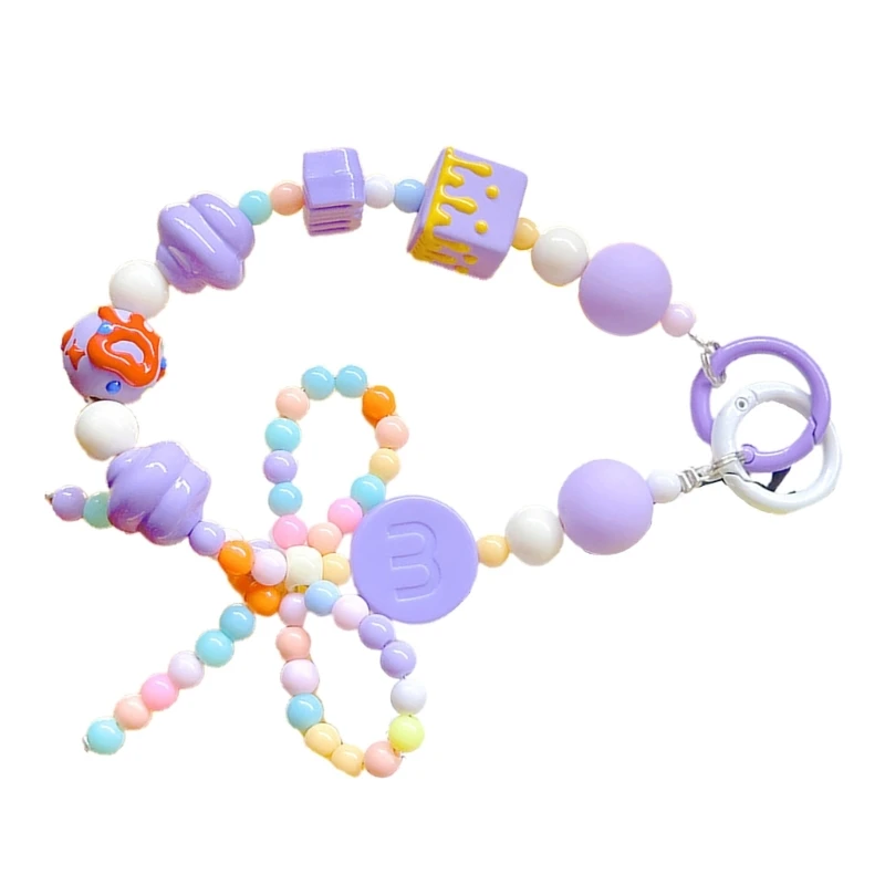 A9LC Элегантный пластиковый браслет из бисера с подвеской для мобильного телефона