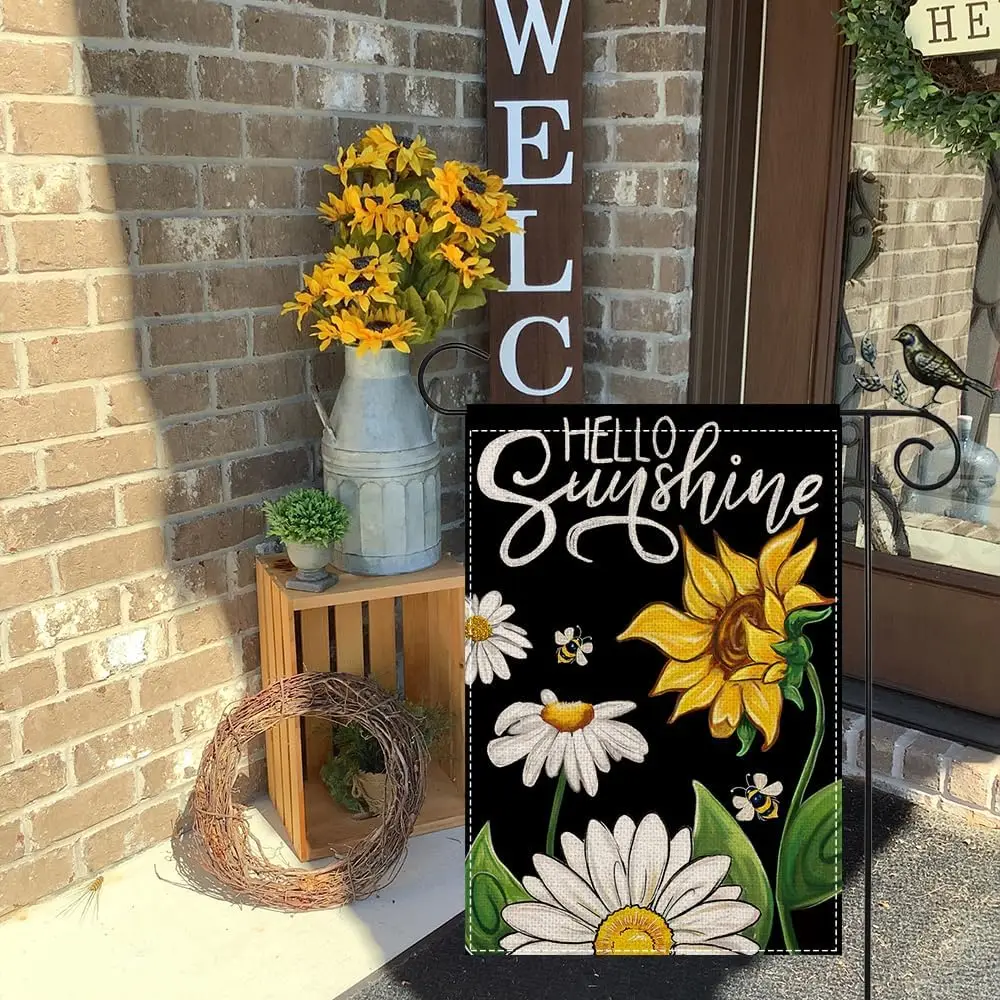 GEEORY летний садовый флаг 12 5x18 дюймов цветочный декоративный двусторонний Hello Sunshine