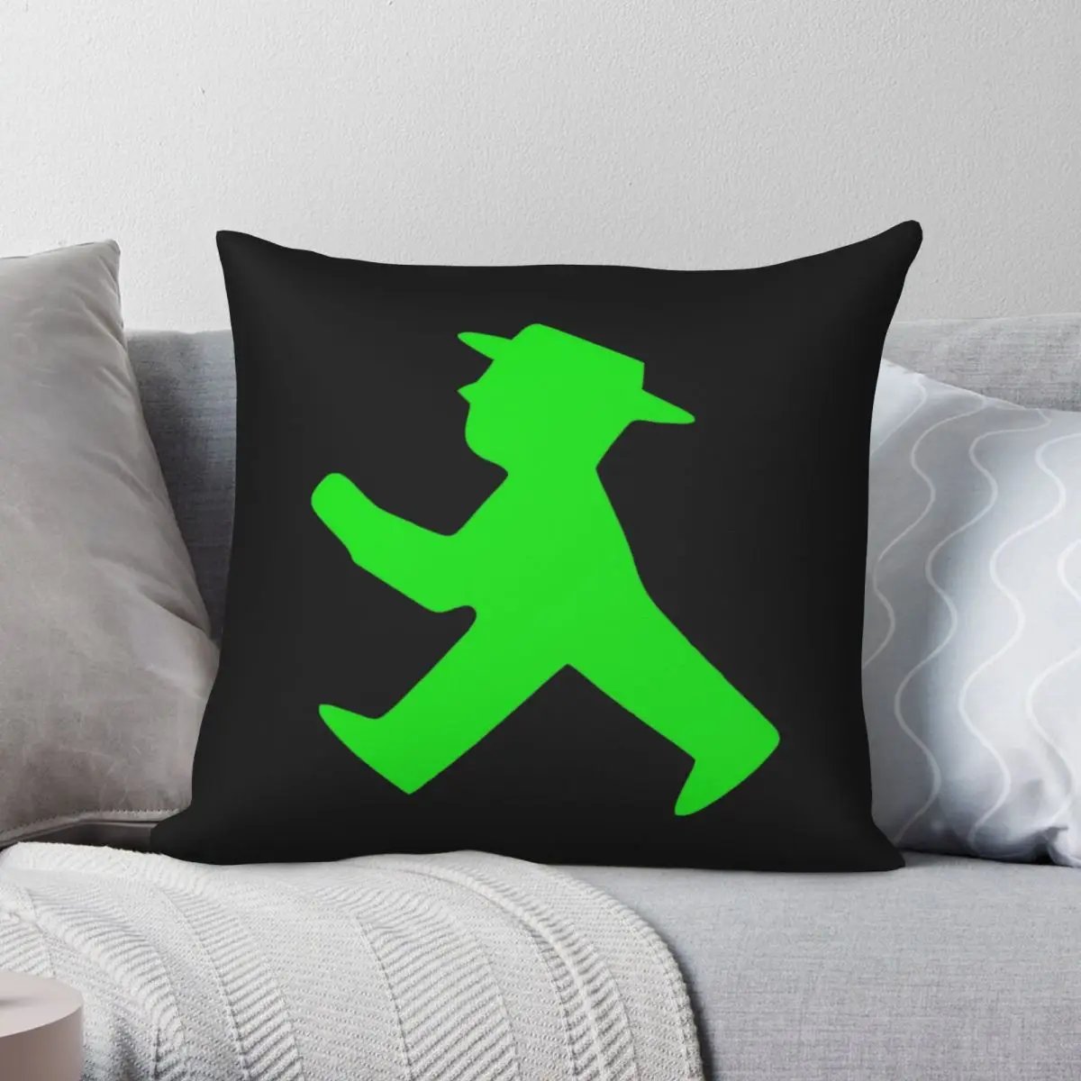 

Ampelmann, зеленый чехол для подушки, полиэстеровый, льняной, бархатный, креативный, с застежкой-молнией, декоративный чехол для подушки, чехол д...