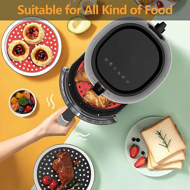 Reusable Silicone Air Fryer Liner Mat Non-Stick Steamer Pad Baking Inner Cooking for Kitchen Accessories Round Square |