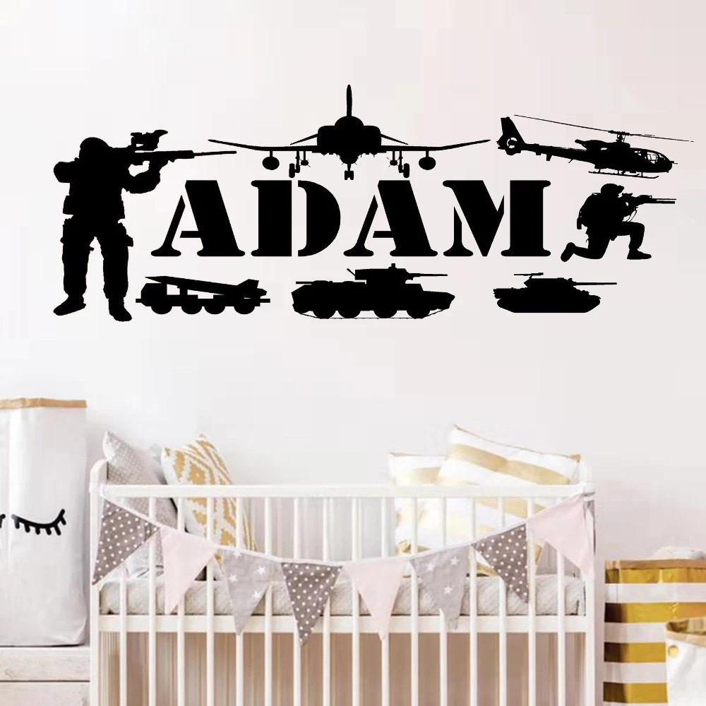 

Custom-made Personalized Army Military Soldier Tank Gun Wall Sticker Boys Room Wall Vinyls Art Wall Decor Decoration3726