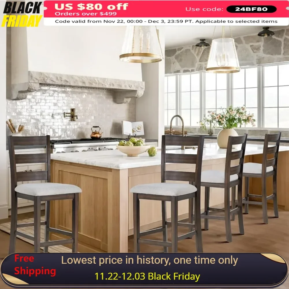 Барный стул набор из 4 стульев барные стулья мягкой ткани обеденные со спинками и