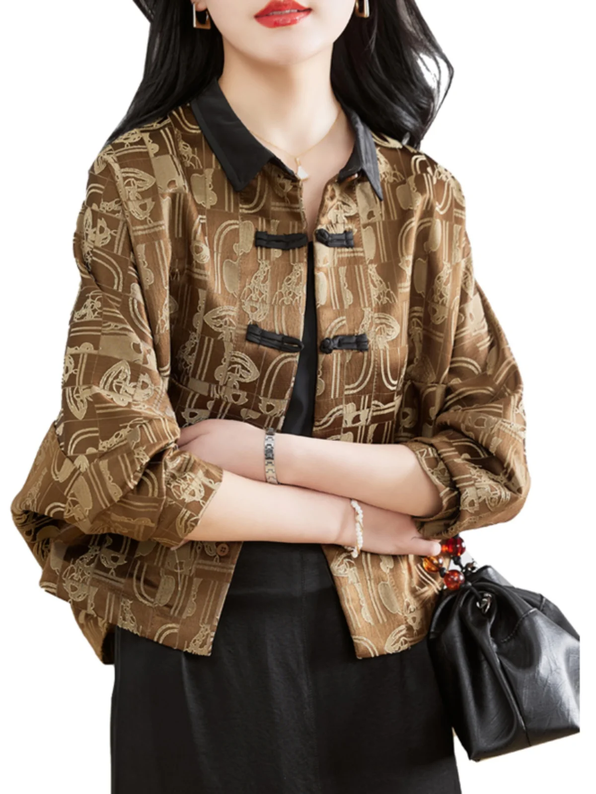 Новое китайское короткое пальто для женщин 2024 весенняя новинка мам ретро